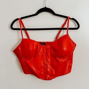 Red pleather corset top